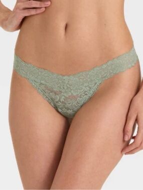 Auden Floral Lace Thong Trio in Olive Lace Thong Panty in Sage Green size large
